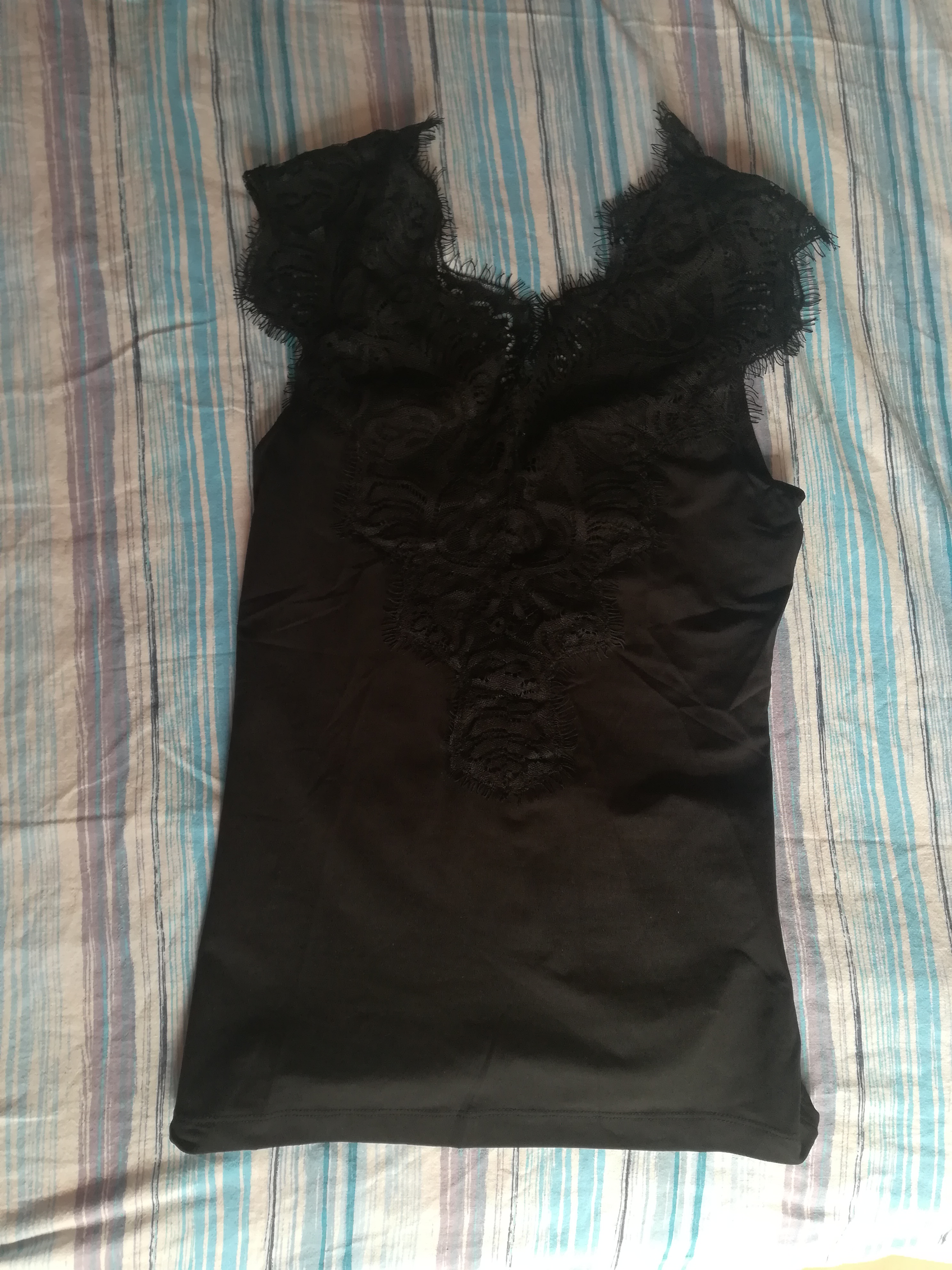 Pieces Pcilu SL Top canotta donna pizzo scollo a V