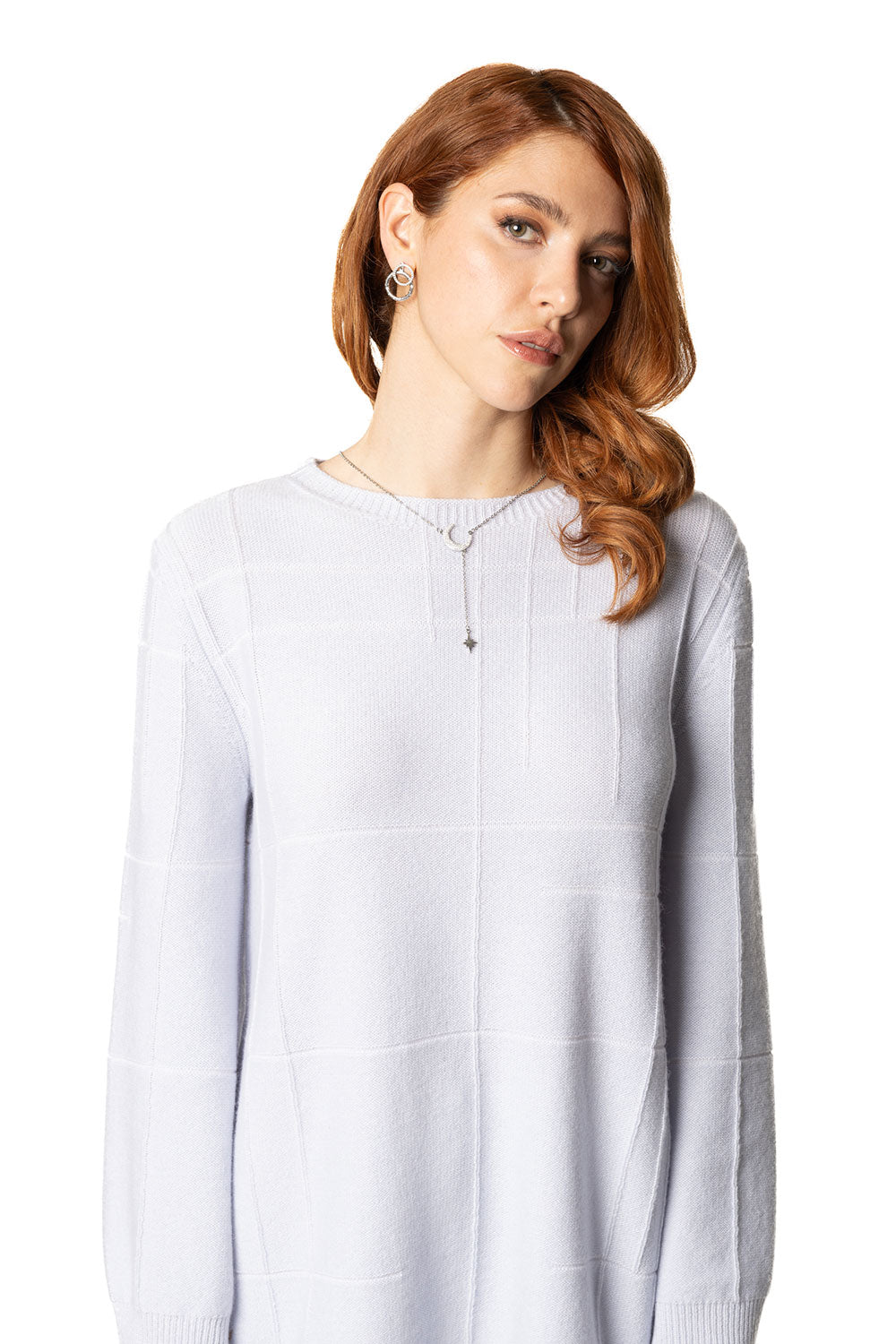 Vittoria Paci collo a barca azzurro donna in cashmere