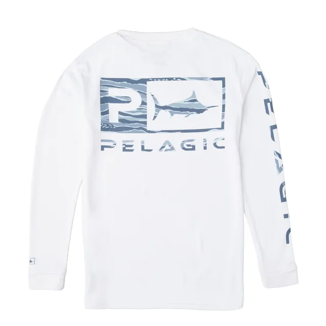 Pelagic Aquatek Wahoo Icon maglia bambino bianca nylon