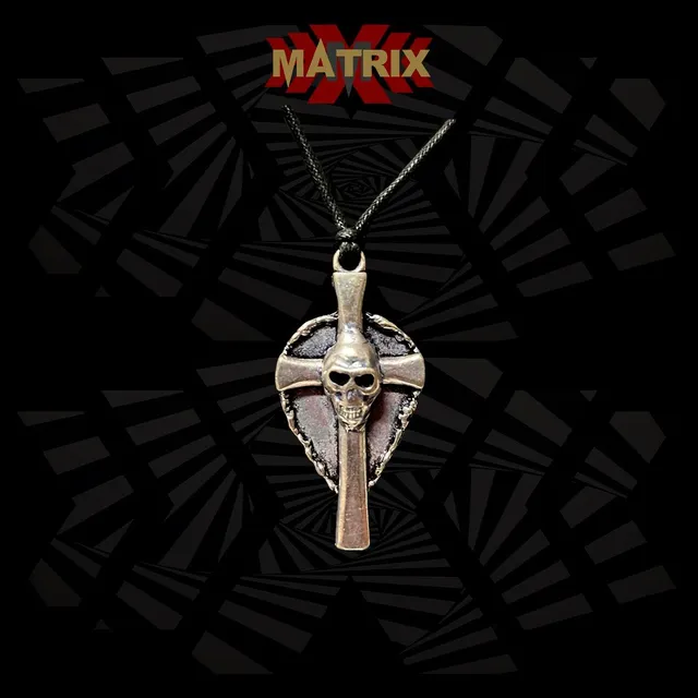 Cross Skull Shield ciondolo zamak con cordino