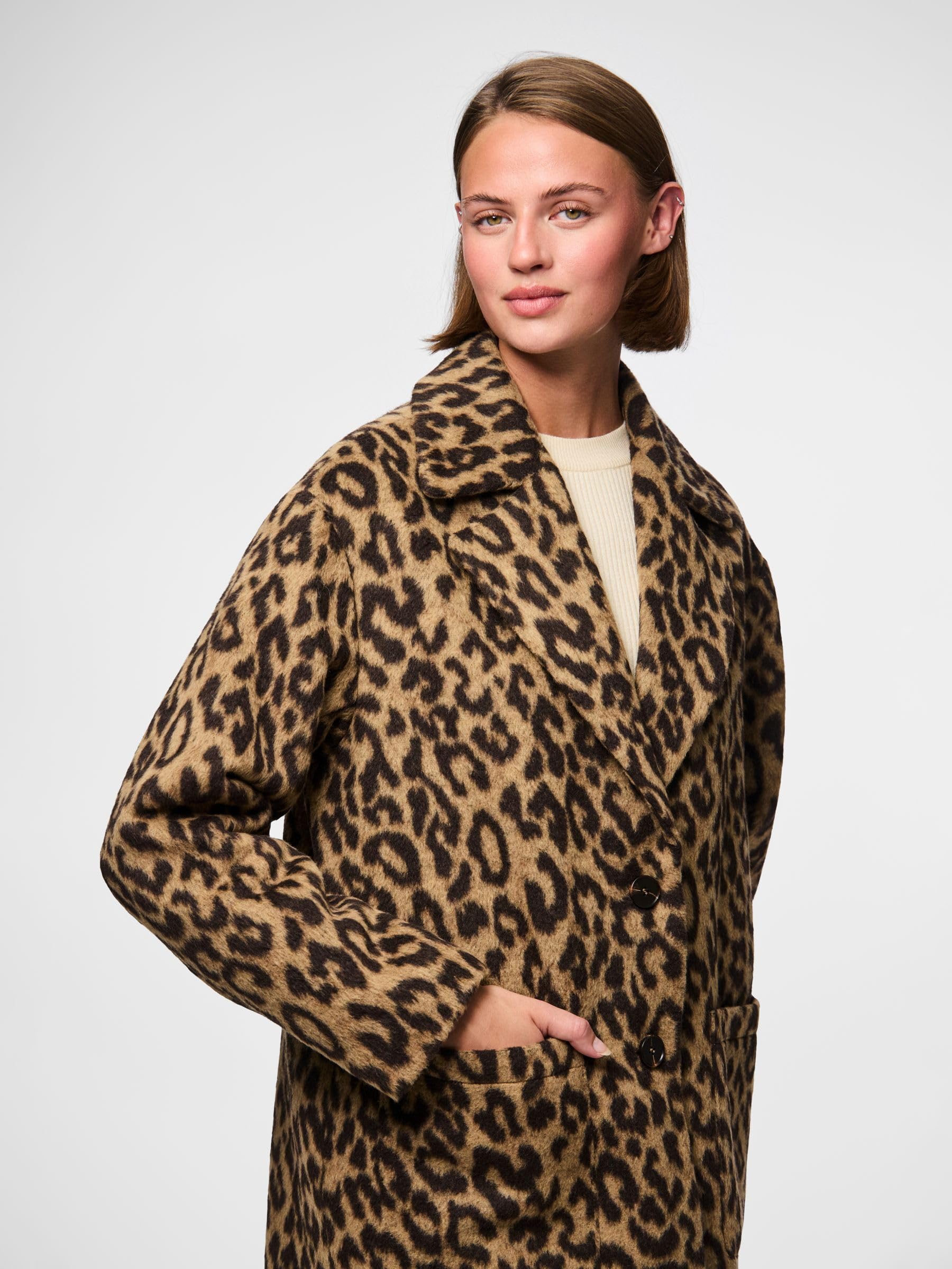 Pieces Pcjili Leo Cappotto Lungo Donna Stampa M