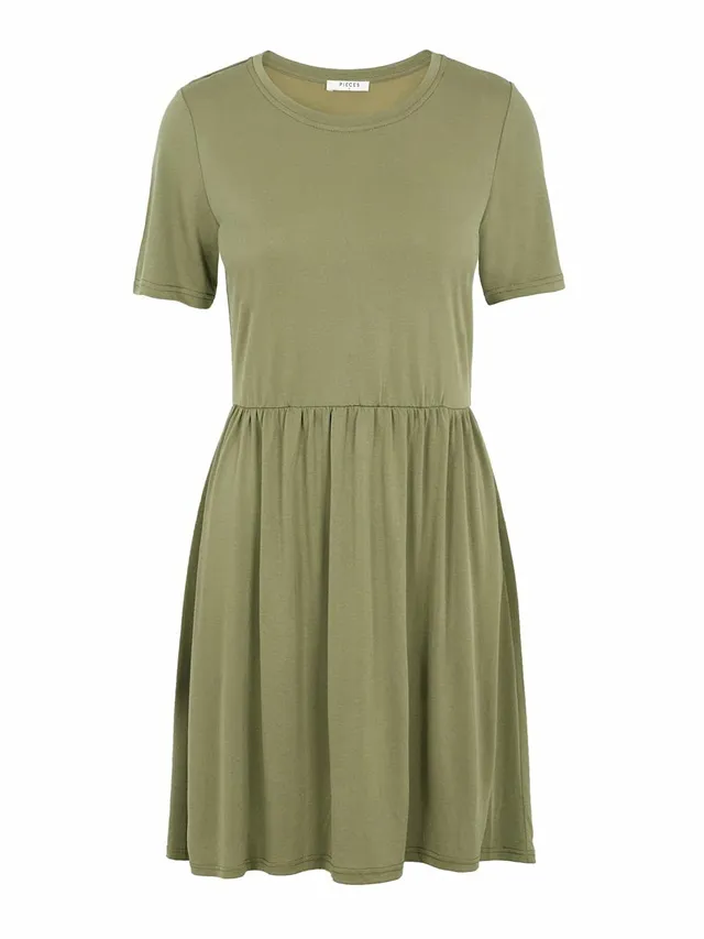 Pieces Pckamala SS Noos BC vestito jersey verde licheni shift