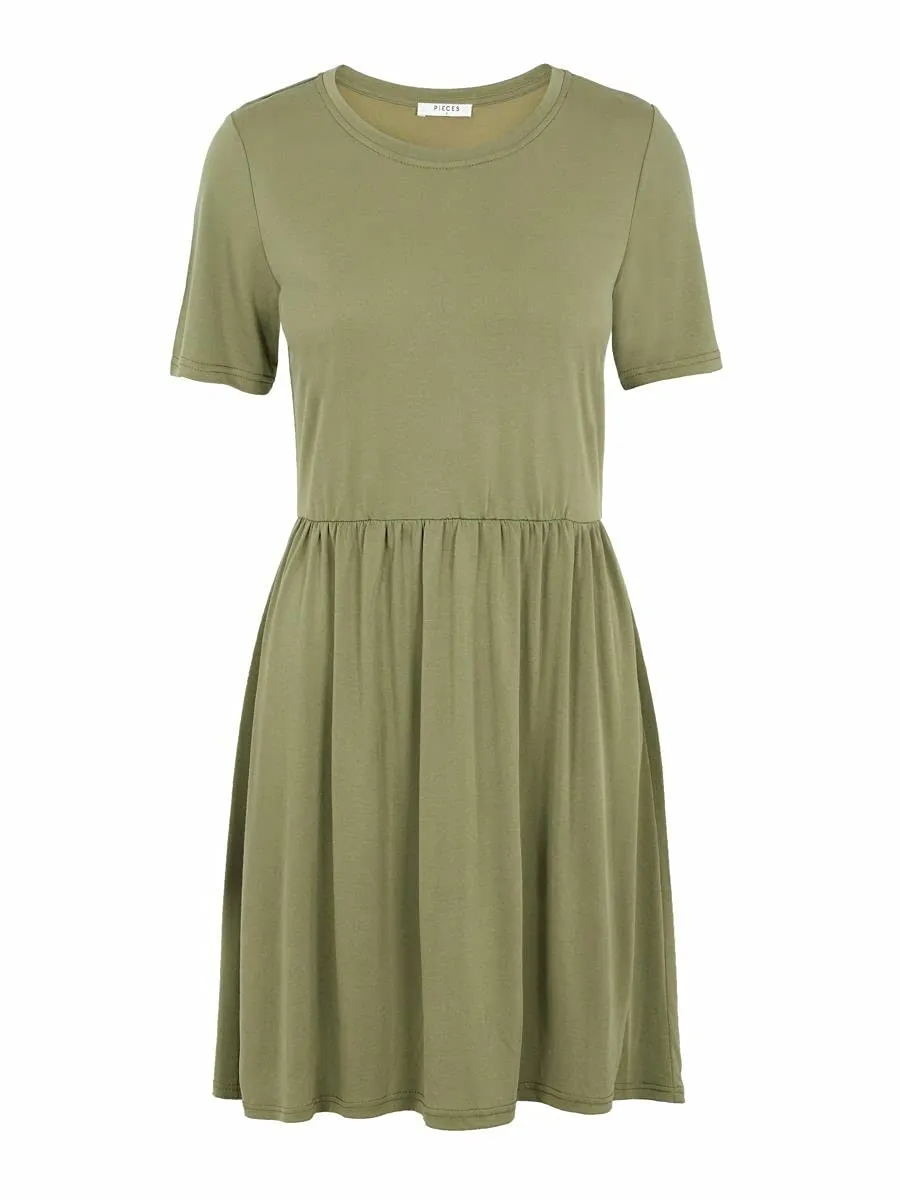 Pieces Pckamala SS Noos BC vestito jersey verde licheni shift
