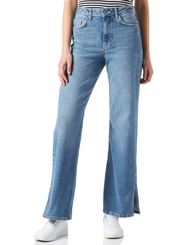 Pieces jeans donna L gamba ampia spacco orlo