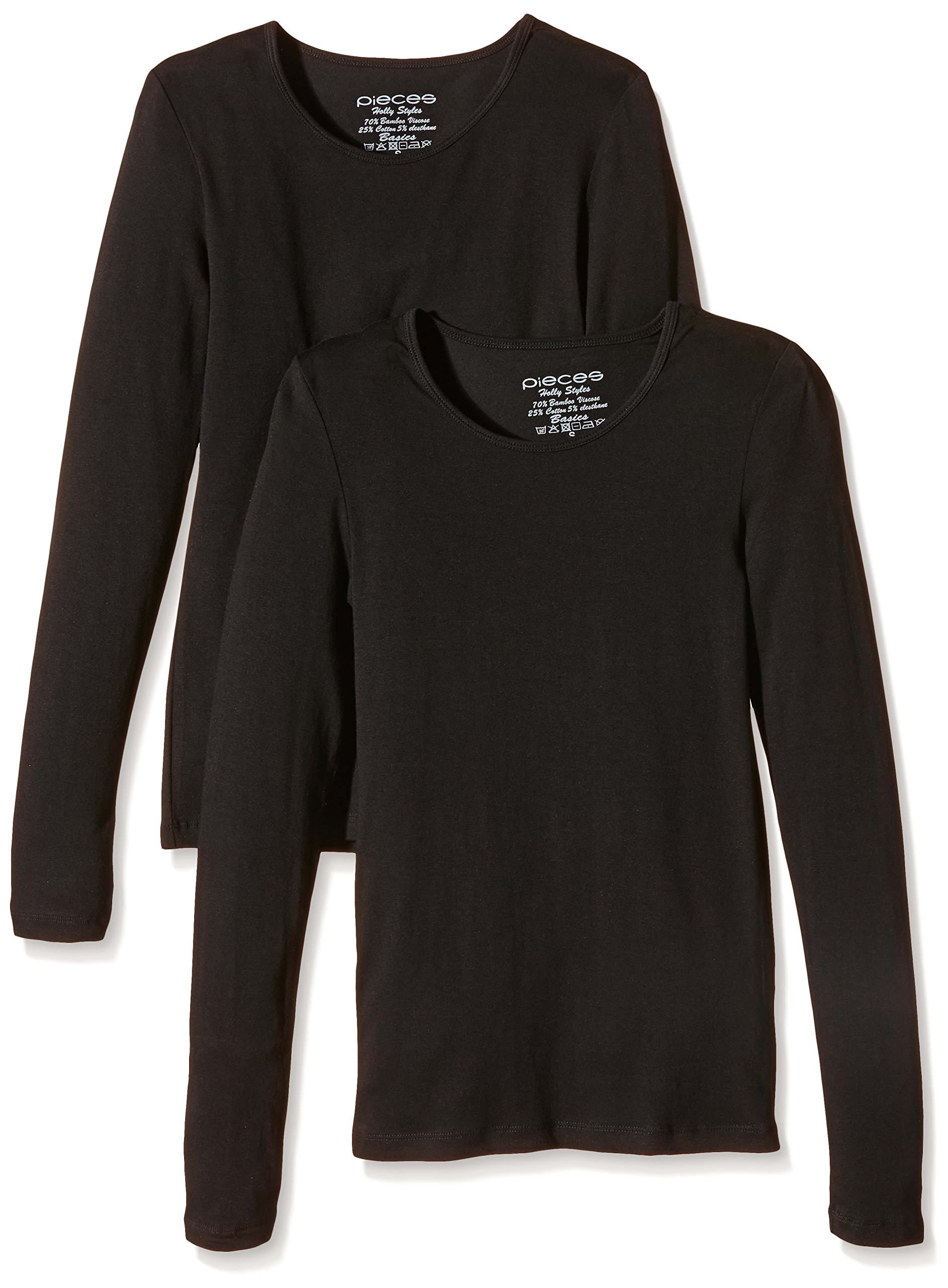 Pieces Pcholly LS magliette donna M 2 pezzi cotone