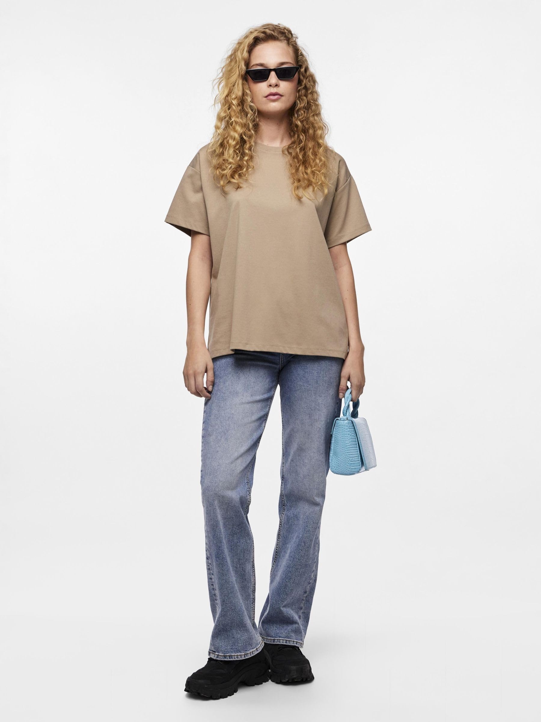 Pieces Pcskylar Oversized t-shirt visone argenteo