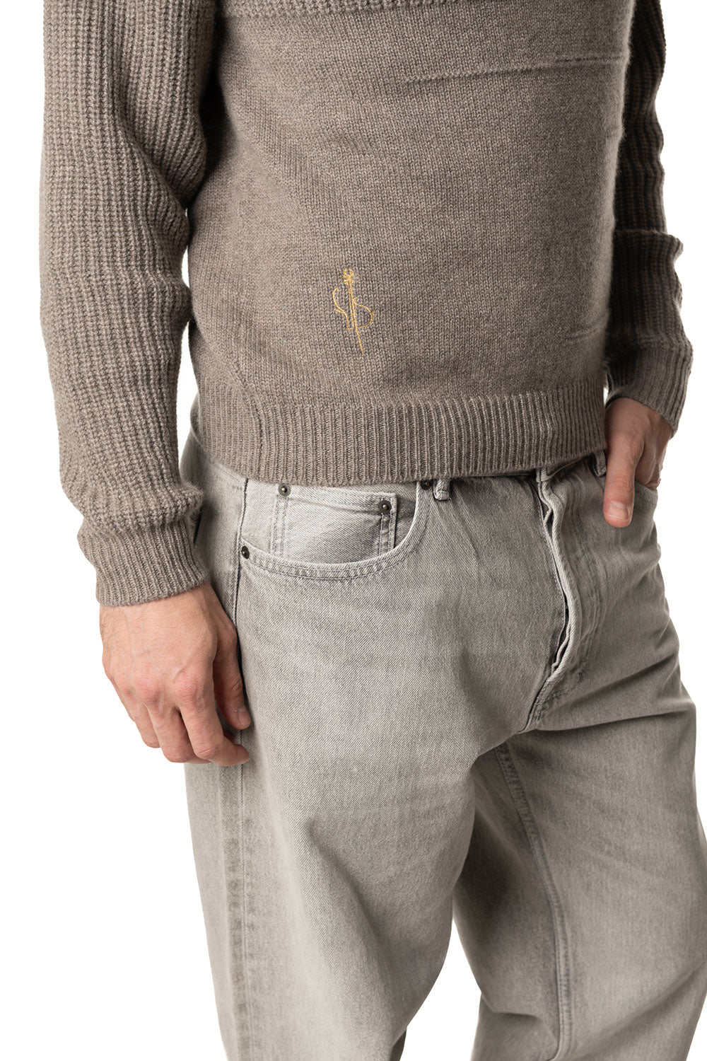Vittoria Paci girocollo cashmere uomo tortora inglese