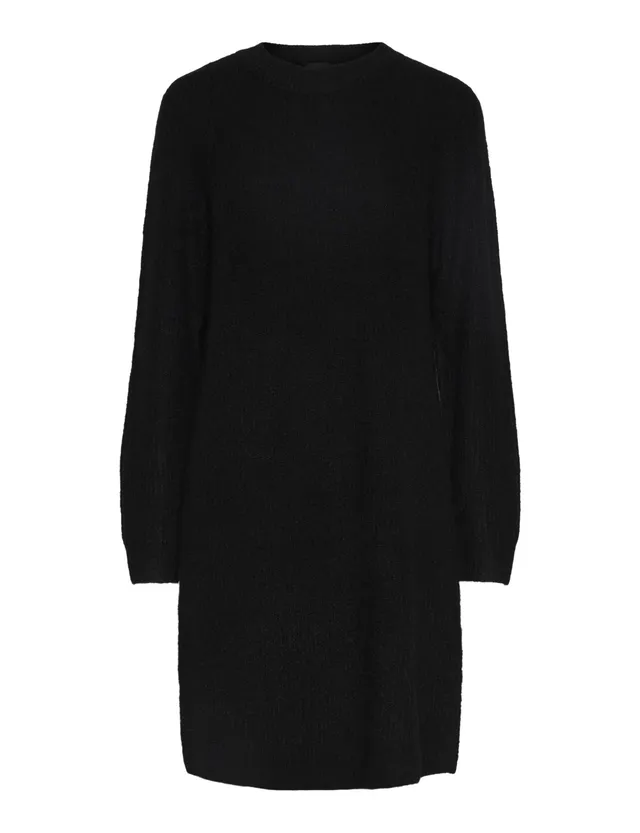PIECES Pcellen LS O-Neck Knit Dress Noos BC vestito nero manica lunga