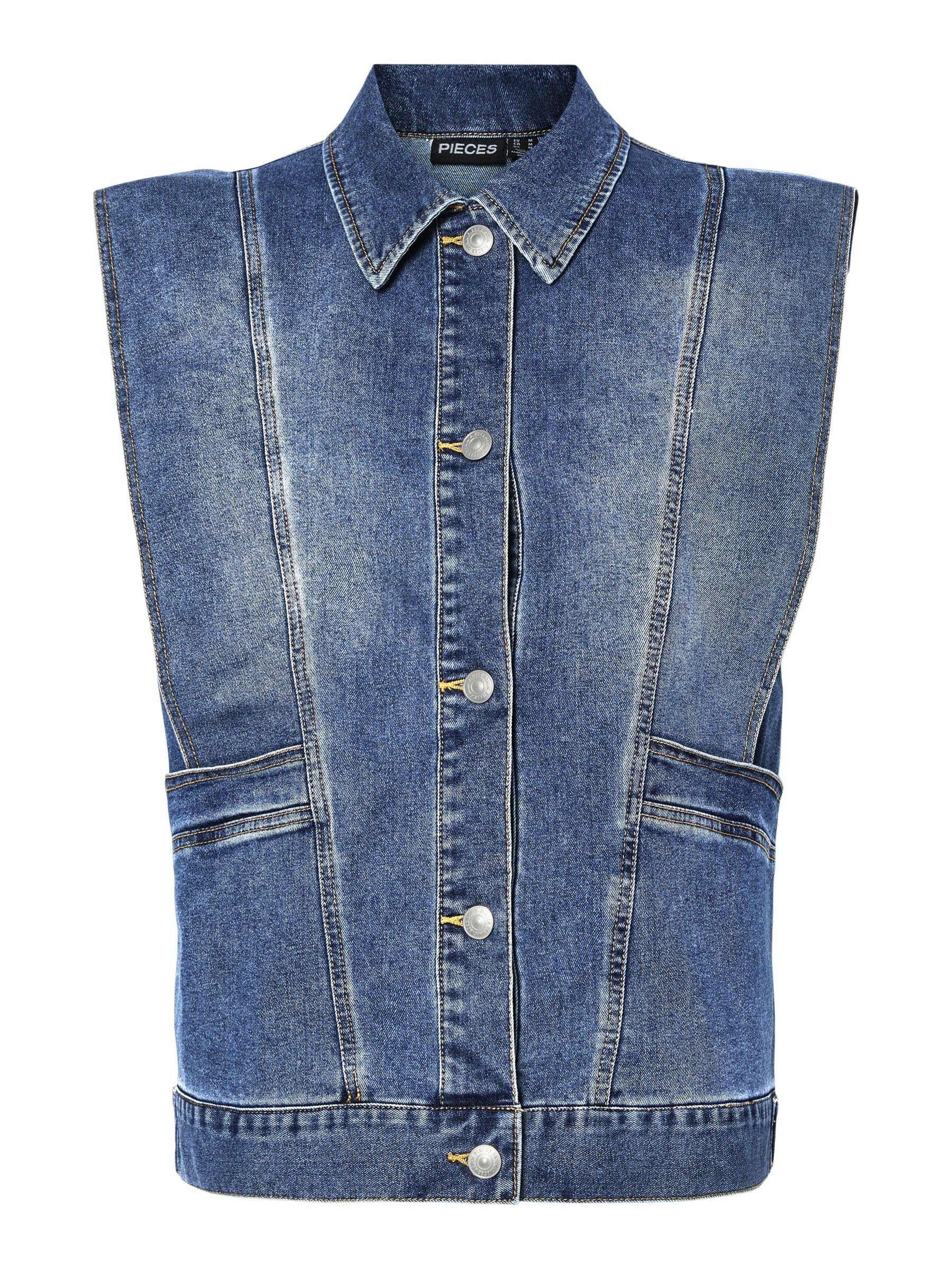 Pieces PCFemma gilet jeans XS denim blu