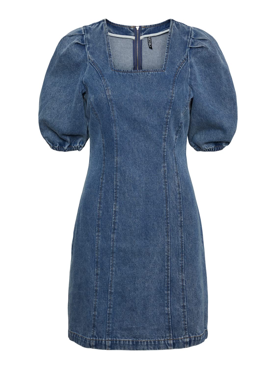 Pieces Pcbru SS Square Neck Dress vestito M scollo quadro