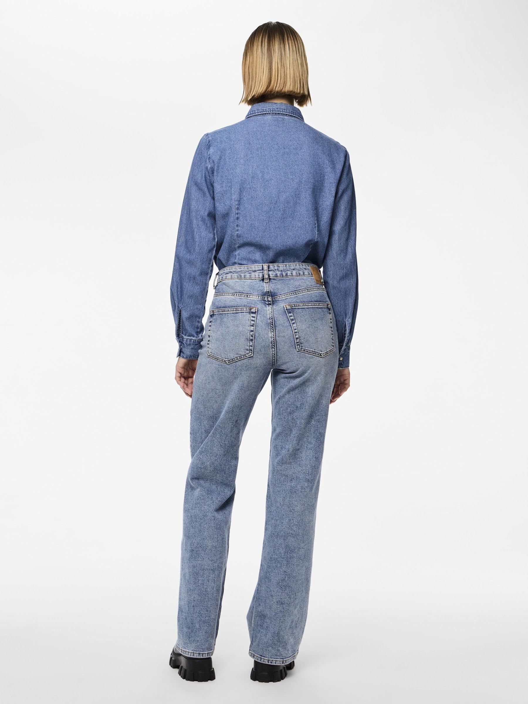 Pieces Pcholly HW jeans larghi donna blu denim 26W/32L