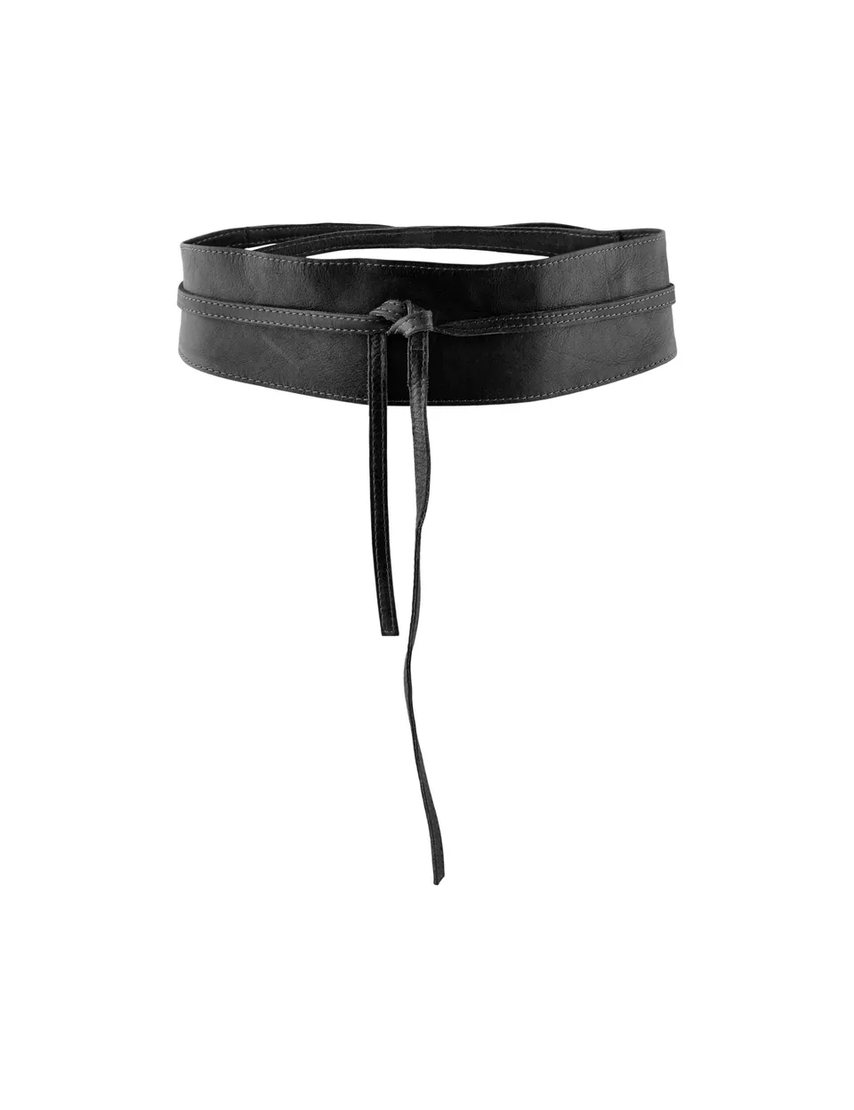 Pieces Vibs Leather Tie Waist cintura donna nera 75 pelle