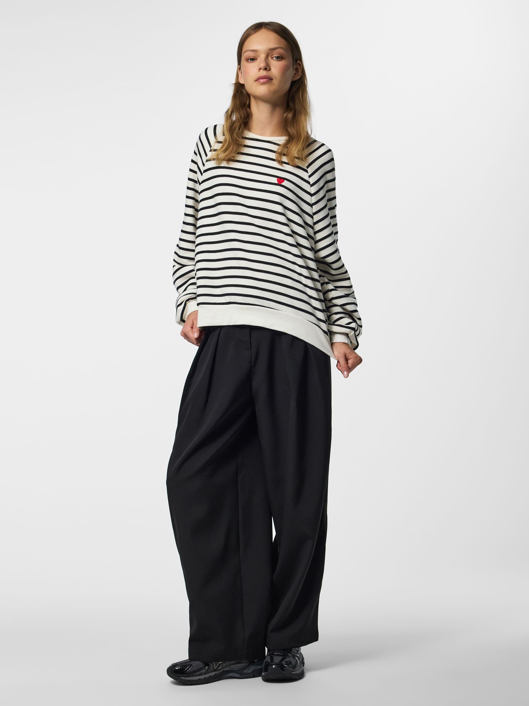 PIECES Pcgreta LS EMB Sweat FC felpa XL cotone