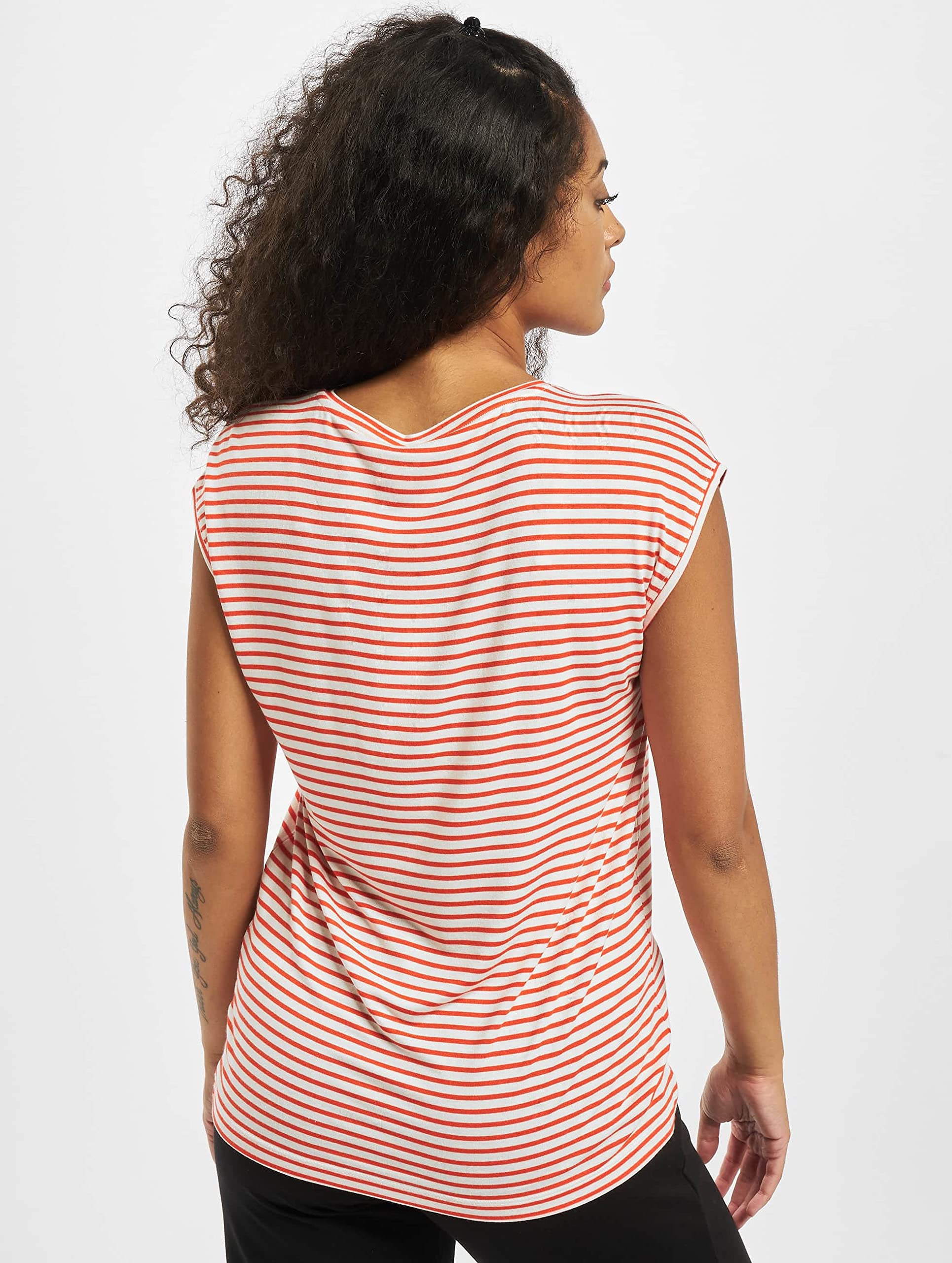 Pieces Pcbillo New Tee Noos t-shirt donna beige righe scollo V