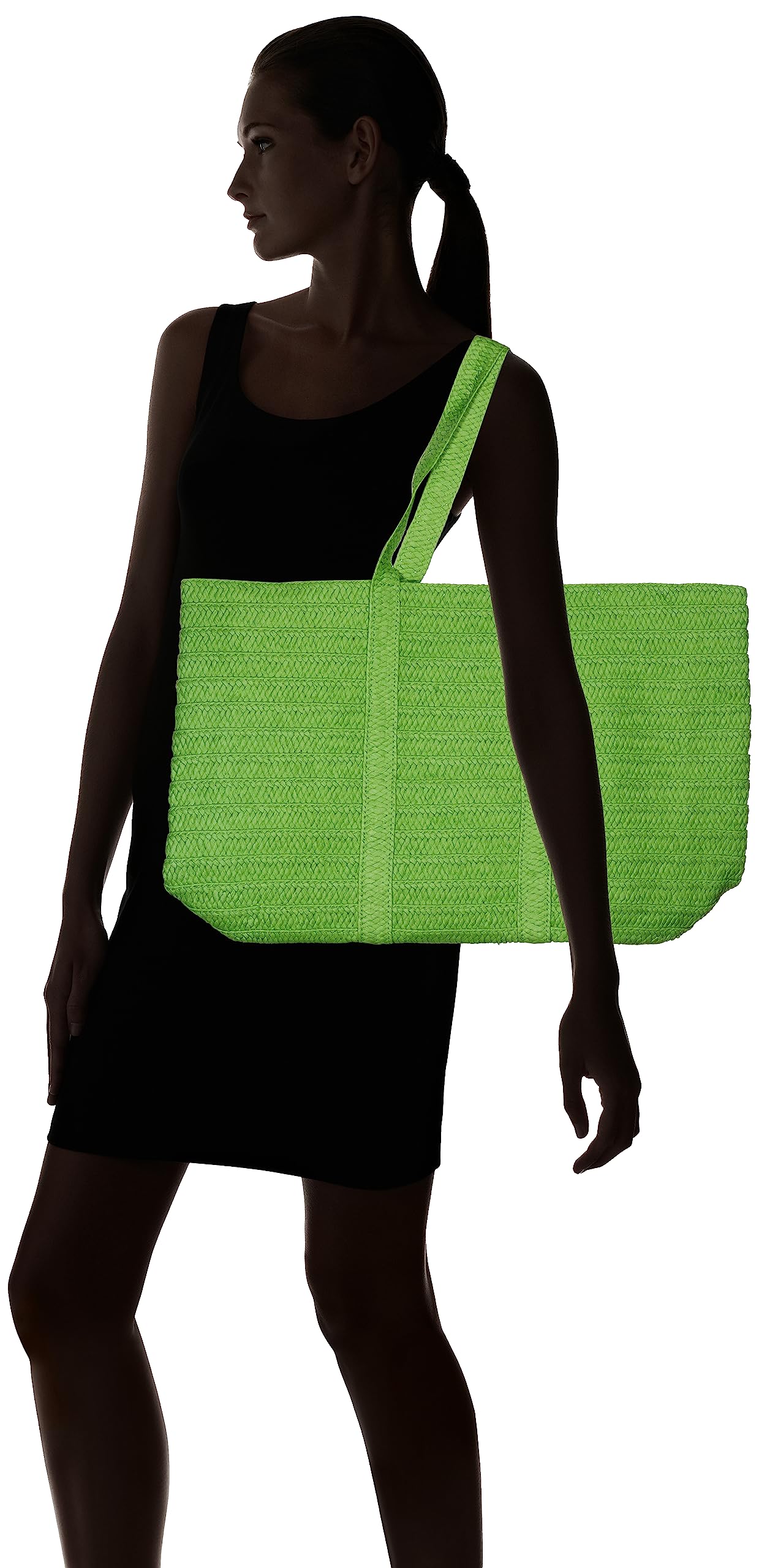 Pieces Pcloma Straw shopper donna verde paglia