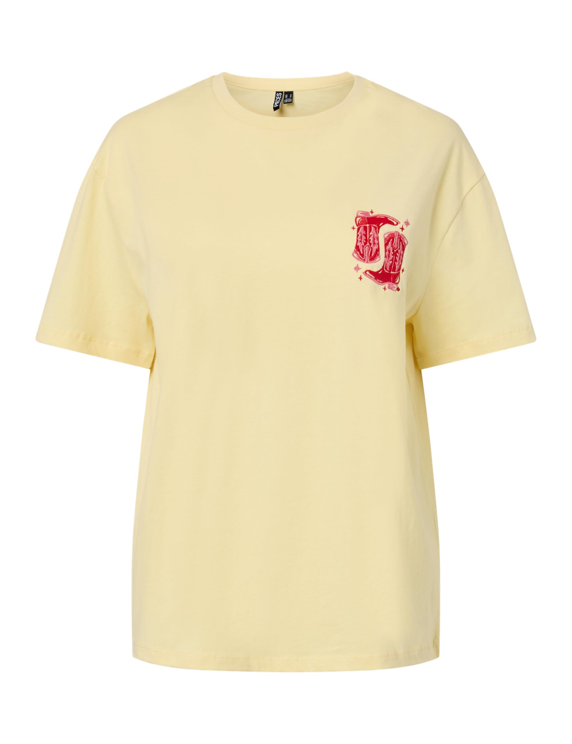 PIECES Pceloise SS Emb Tee FC BC t-shirt rosa ricamata