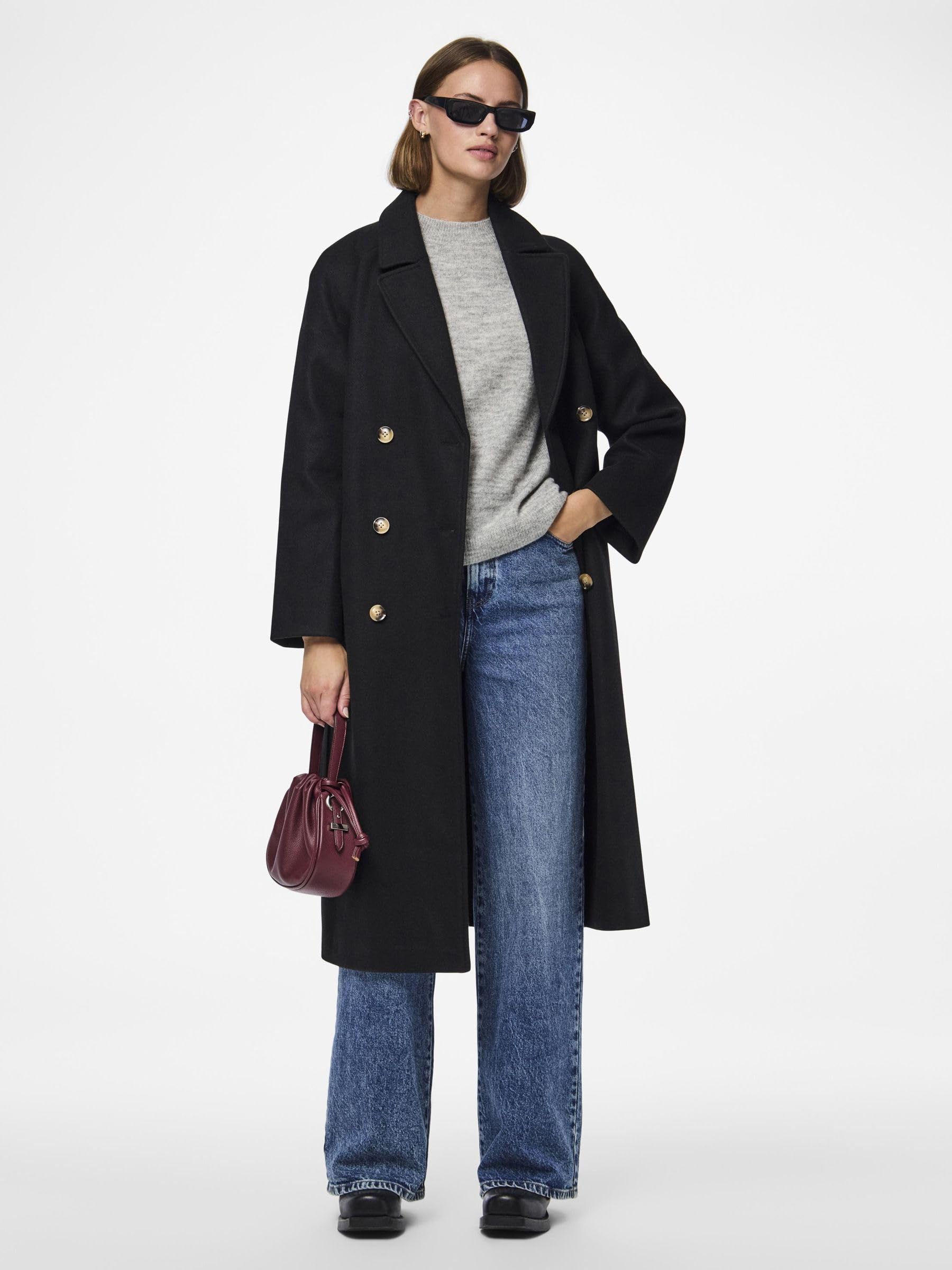 Pieces Pcmarbel cappotto donna taglia S lungo nero