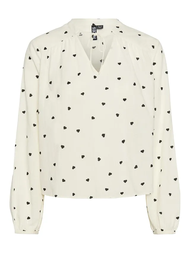 PIECES Pcnine LS V-Neck Top BC maglietta donna M scollo a V
