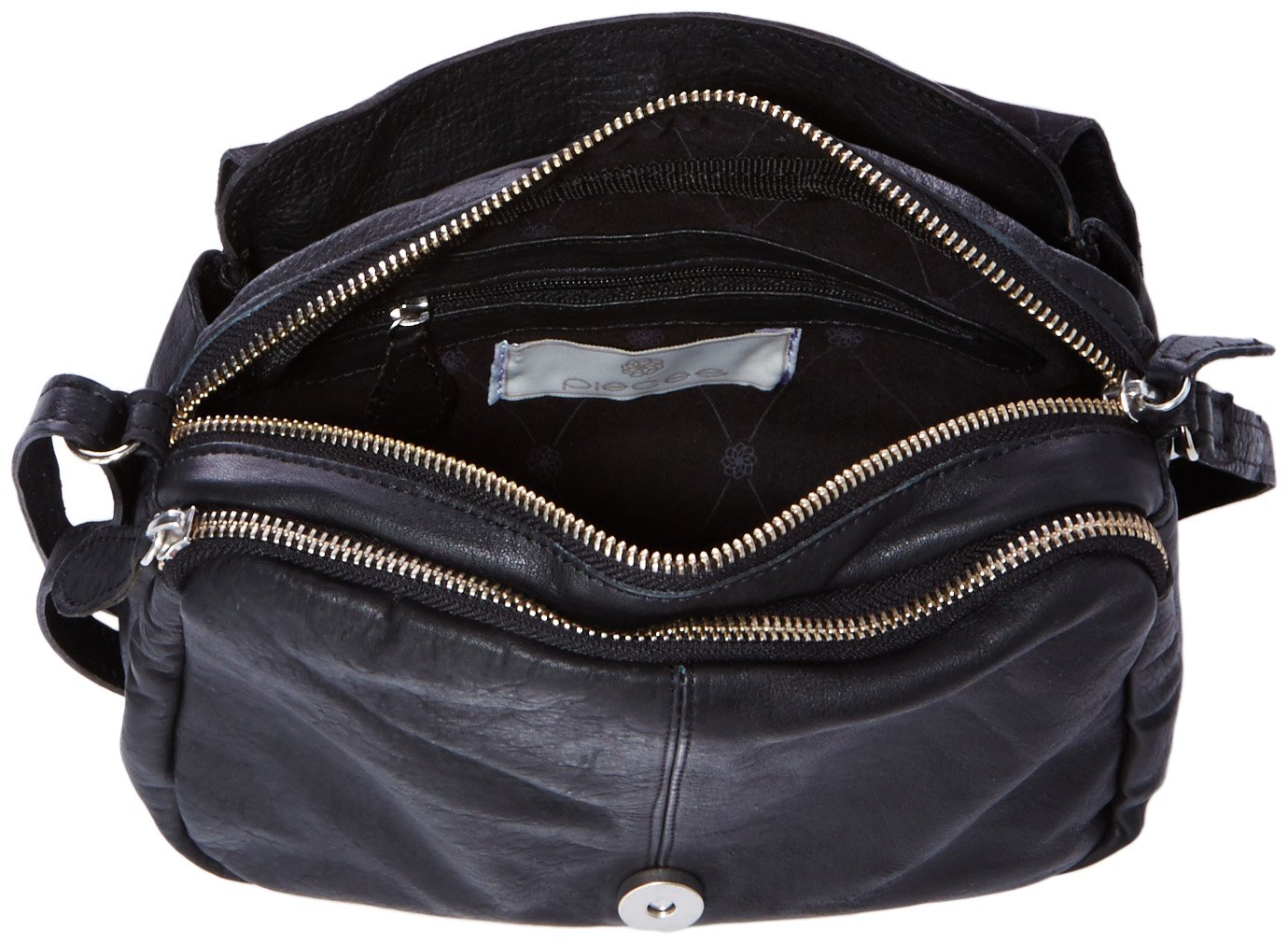 Pieces Siff Leather Cross Over borsa tracolla nera