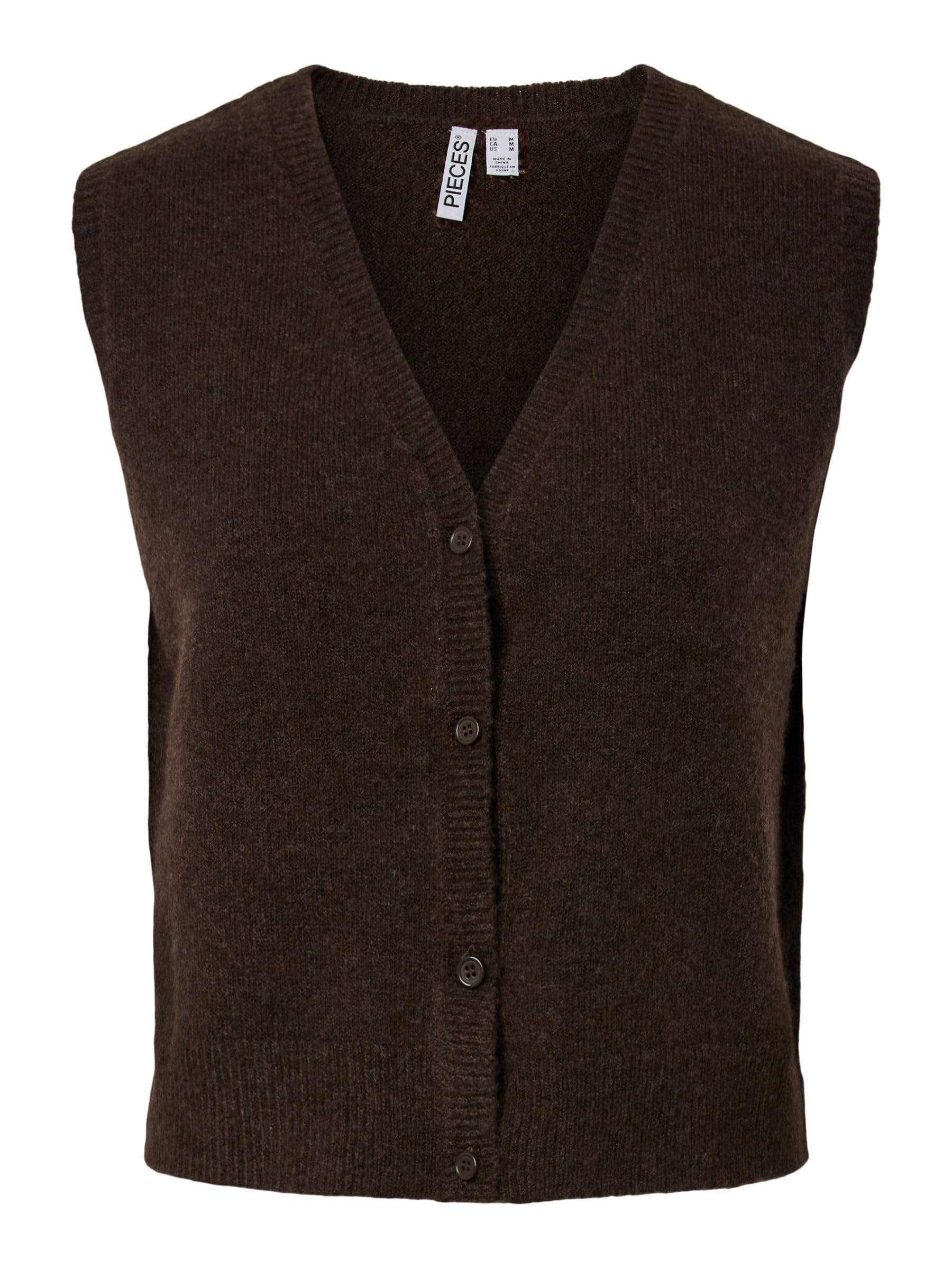 Pieces Pcsally SL V-Neck Knit Vest Noos gilet donna XS Hot Fudge