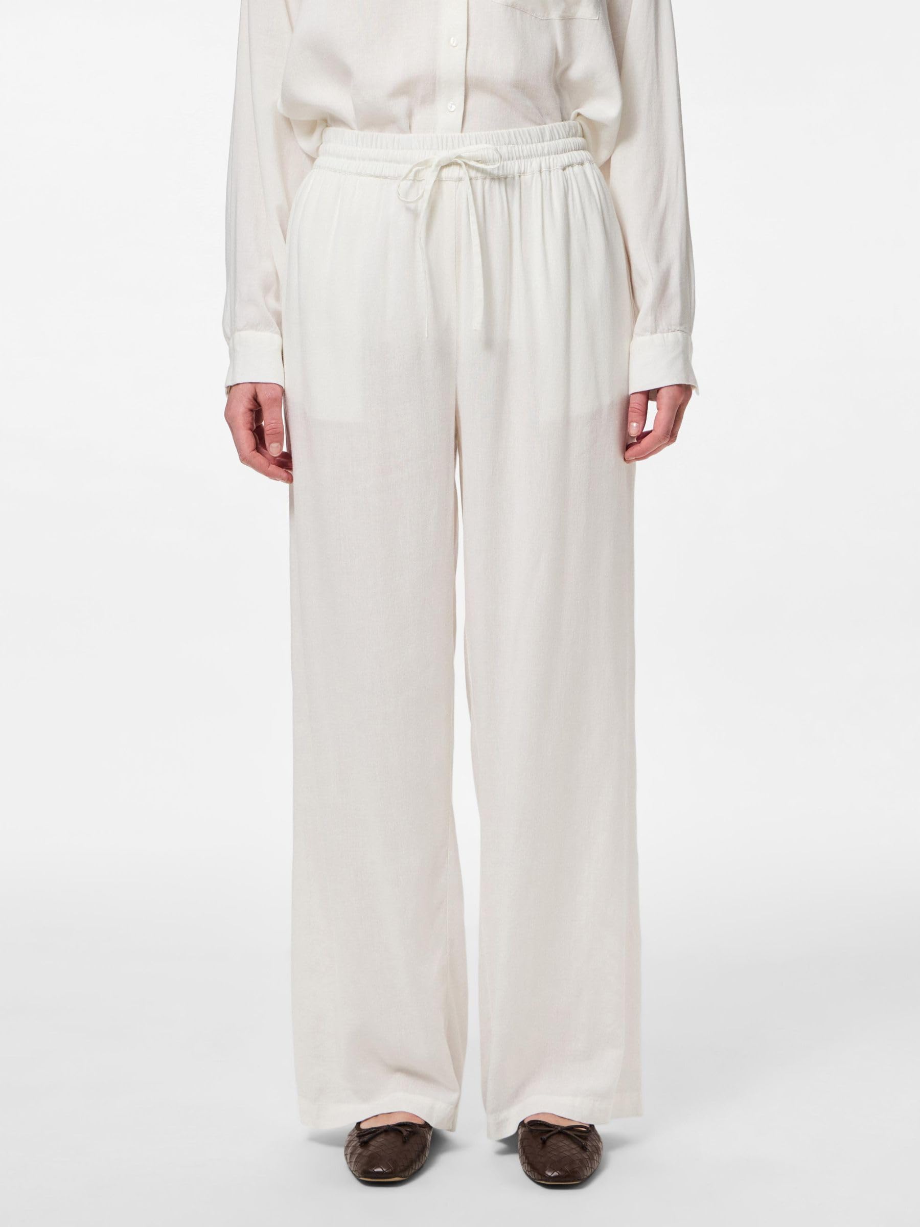 Pieces Pcpia HW Wide Pants Pwp Mm Noos pantaloni M bianchi