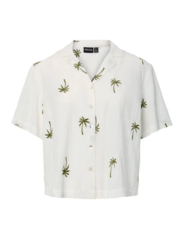 Pieces Pckiana SS Embroidery camicia L manica corta