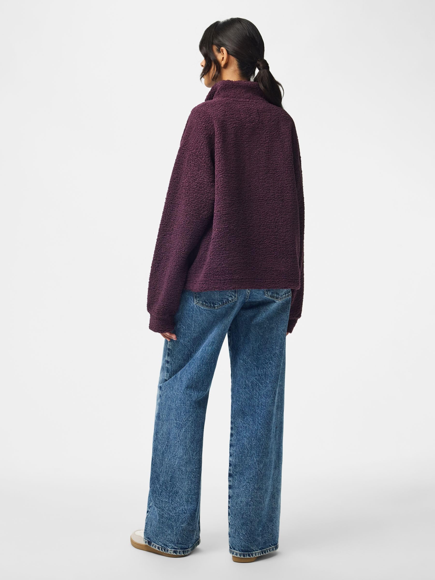 Pieces Pckatty Teddy Half Zip giacca donna mezza zip teddy
