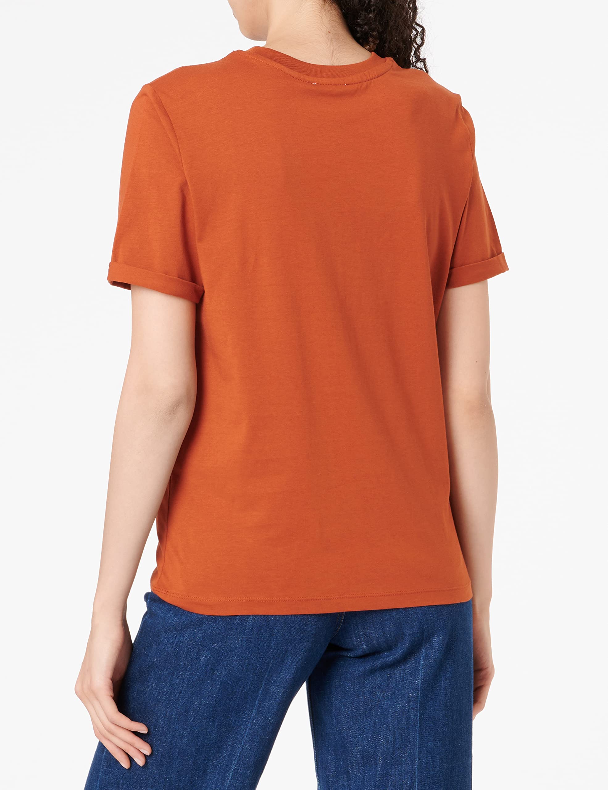 Pieces Pcria SS Fold Up maglietta donna rossa cotone