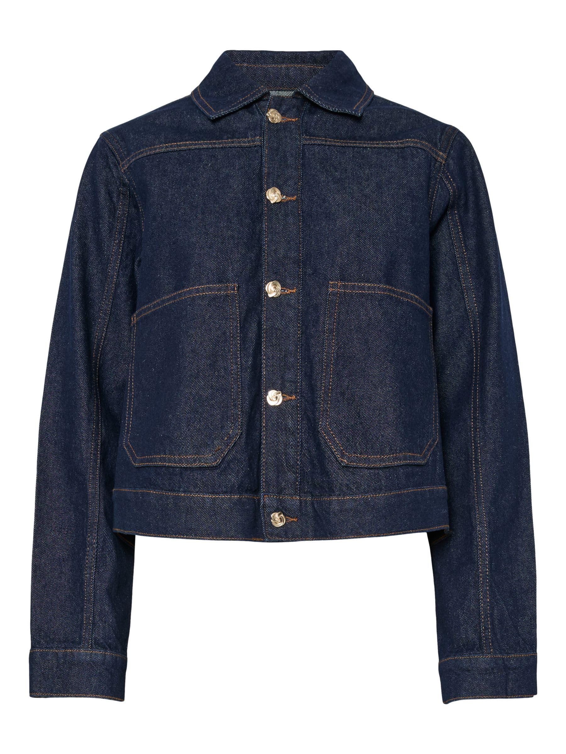 PIECES Pcmalin Denim giacca jeans blu scuro S classica