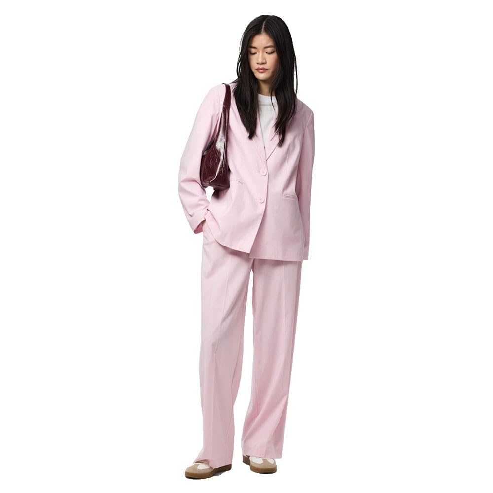 Pieces Rosa Wide pantaloni donna 2XL vita alta cotone