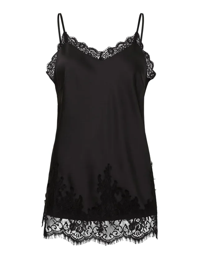 Pieces Pcjessa Long Singlet canottiera donna lunga pizzo