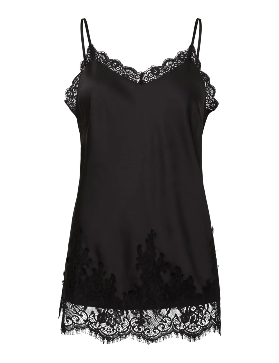 Pieces Pcjessa Long Singlet canottiera donna lunga pizzo