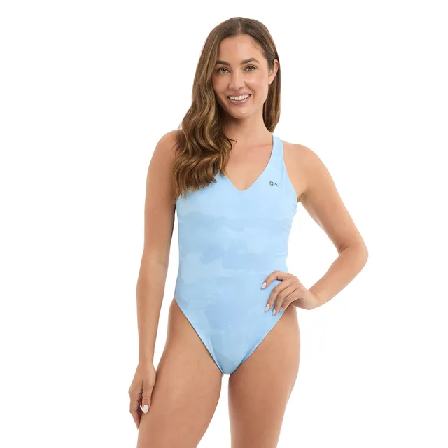 Pelagic Naples Reversible costume intero azzurro camo schiena incrociata