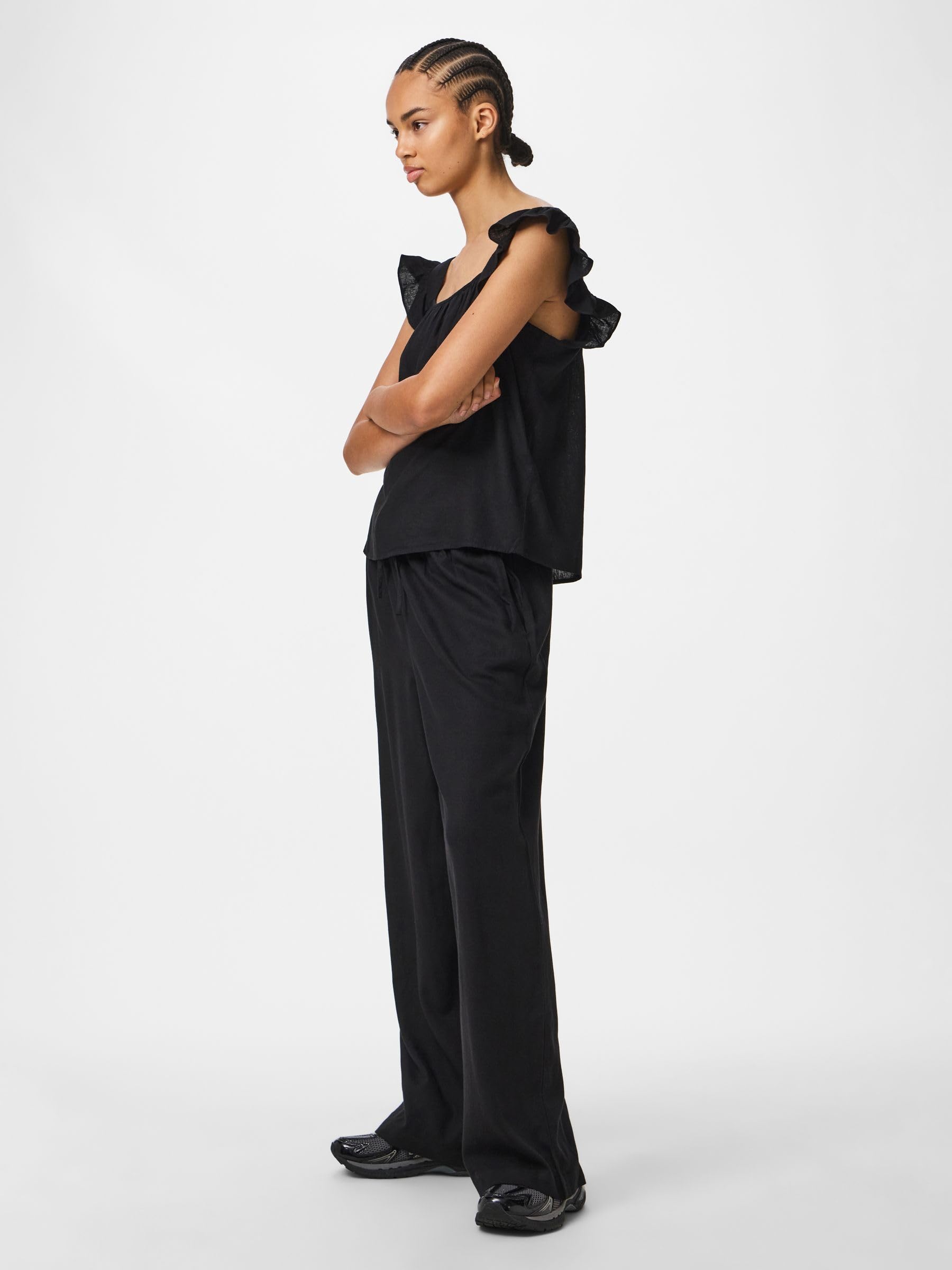 Pieces Pcpia HW Wide pantaloni donna taglia M gamba ampia