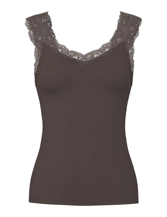 Pieces Pcbarbera top pizzo donna Castor Gray traspirante