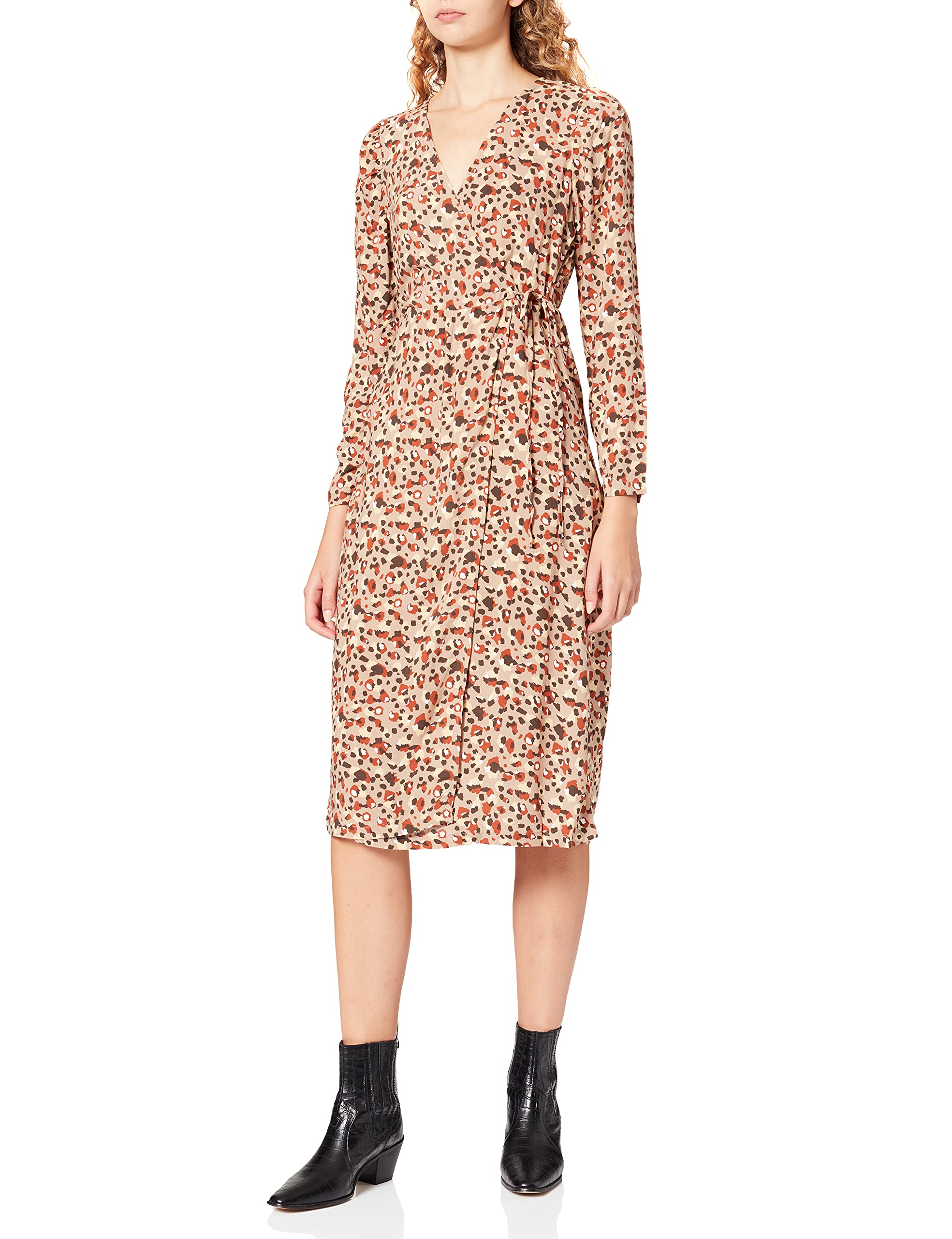 Pieces Pccarly LS Wrap Midi Dress vestito donna fantasia