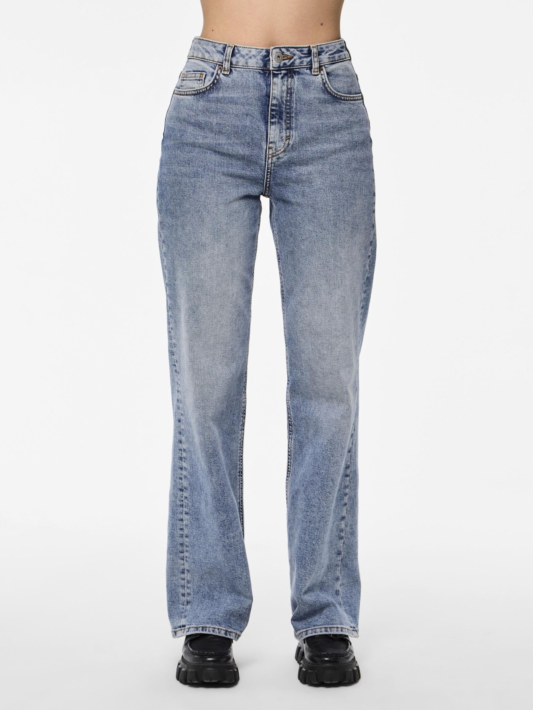 Pieces Pcholly HW jeans larghi donna blu denim 26W/32L
