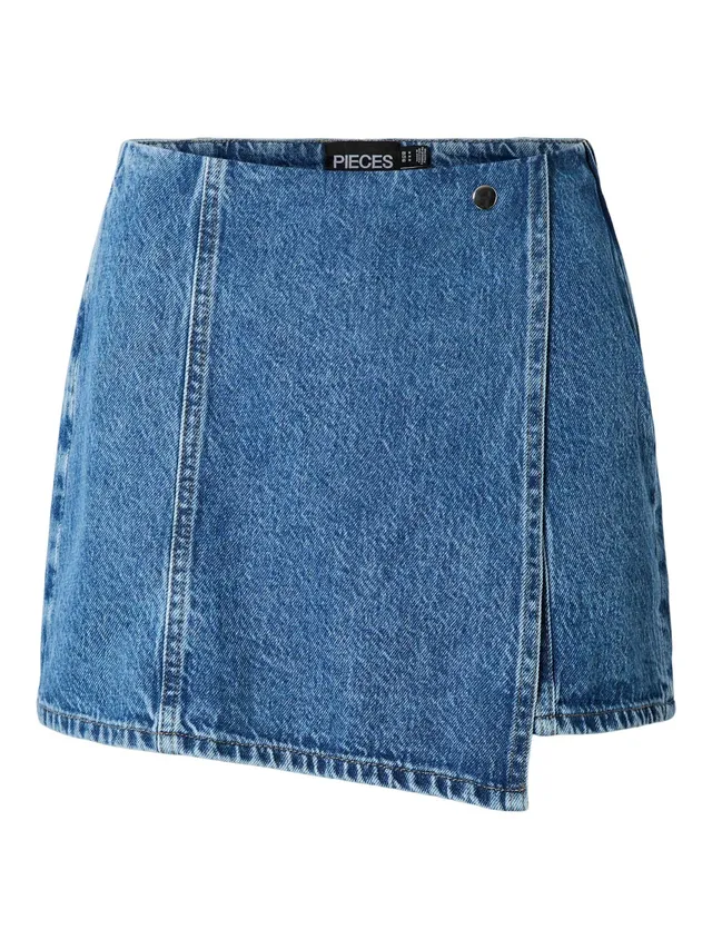 Pieces Pcfilum MW Skort Denim Donna Taglia XS Vita Media