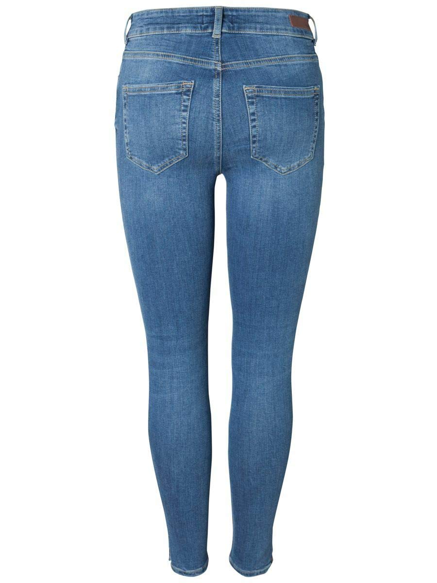 Pieces Pcdelly MW Crop Slit SK Mb207-ba Jeans Donna