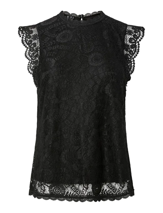 Pieces Pcolline Lace top donna pizzo nero