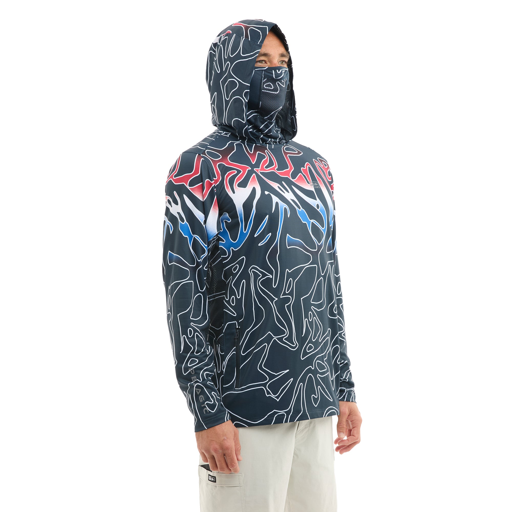 Pelagic Exo-Tech felpa uomo red white blue UPF 50+