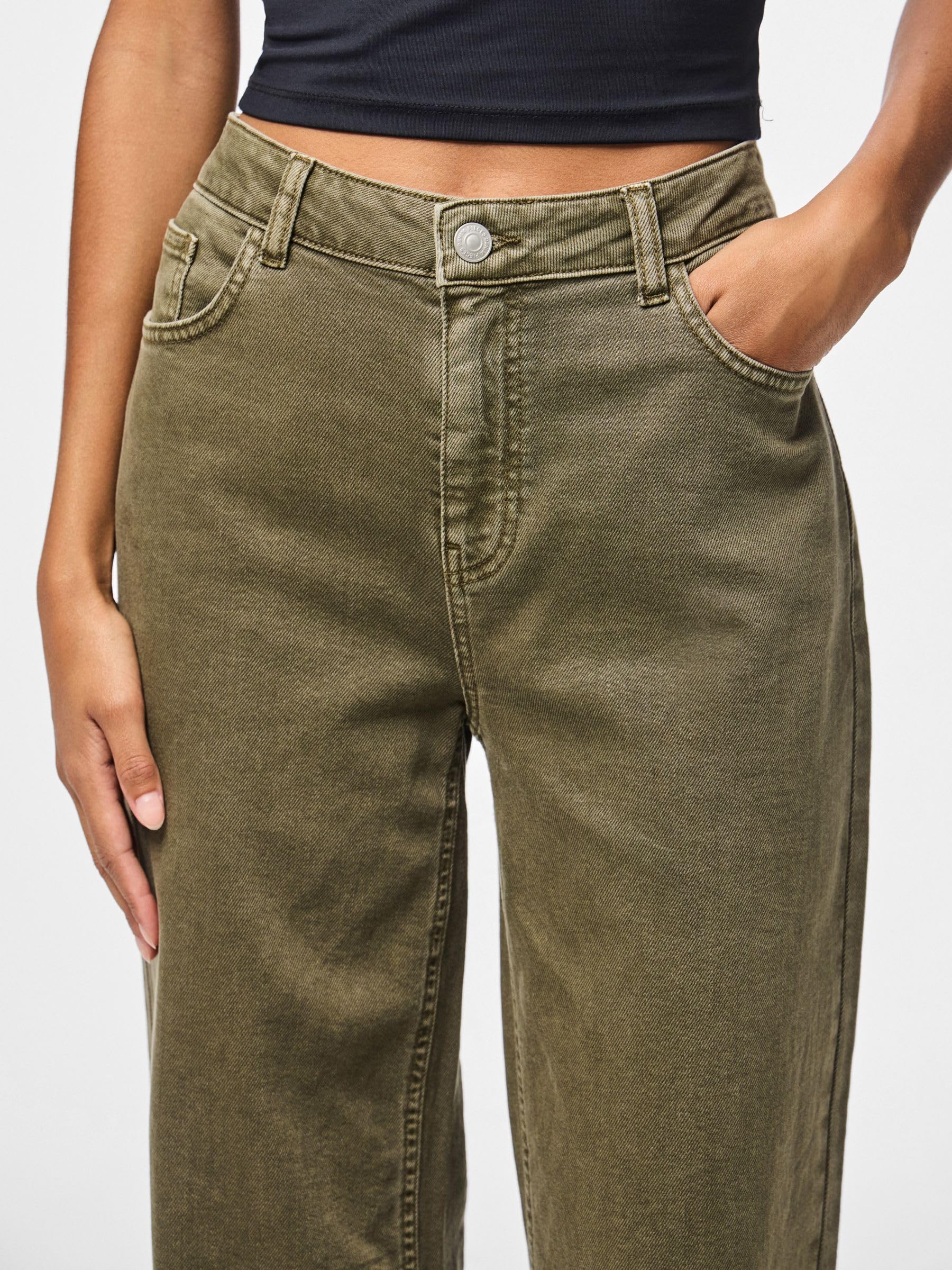 Pieces Pcsilke MW Wide Jeans larghi 31W/30L cotone