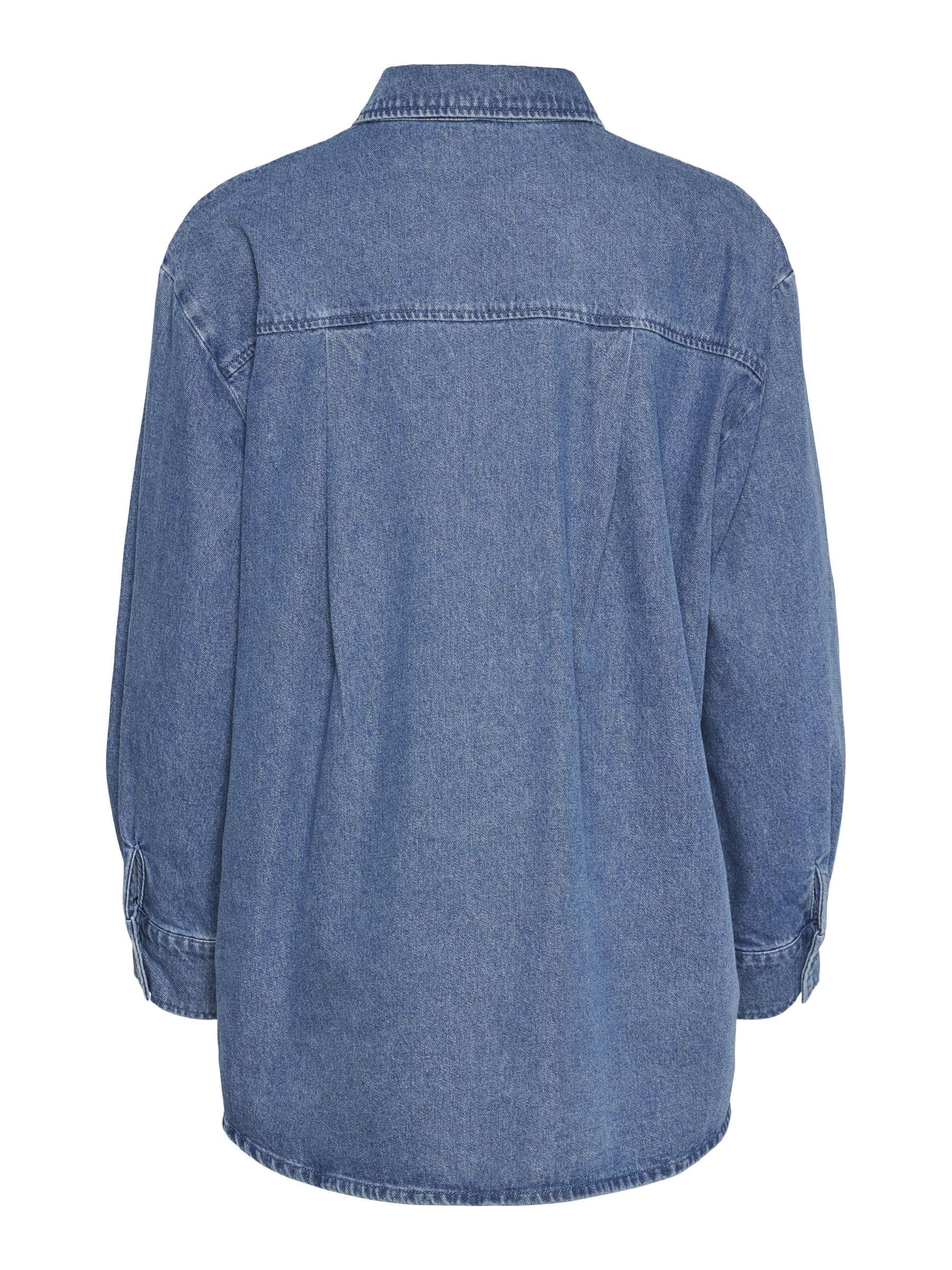 PIECES Pcmaisie Denim Shirt camicia jeans manica lunga