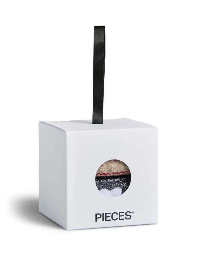 Pieces Pcjia Xmas Glitter calzini donna 2 paia uso quotidiano