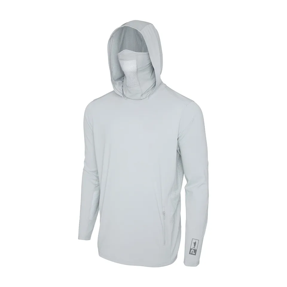 PELAGIC Exo-Tech felpa con cappuccio grigio chiaro UPF 50+