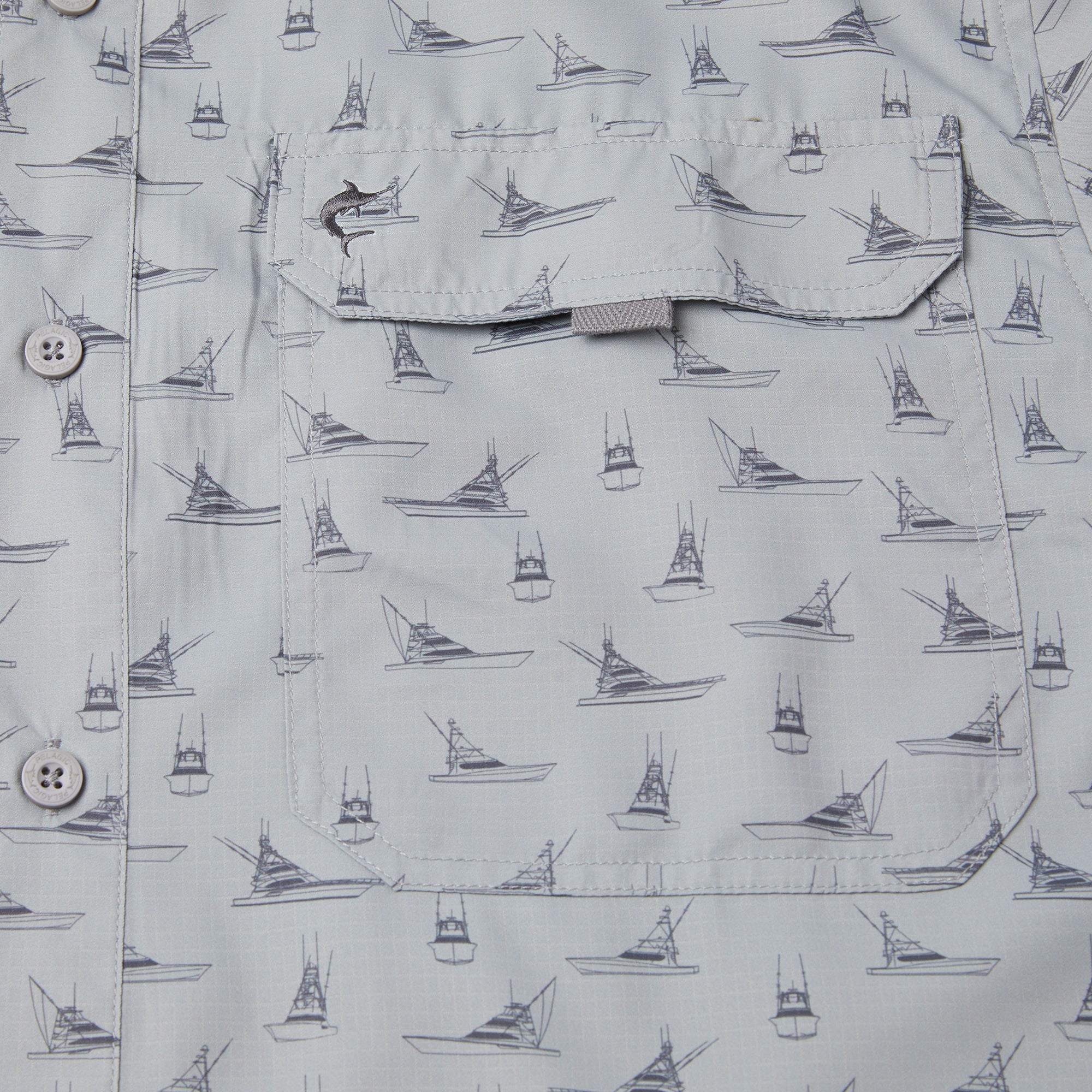 Pelagic Keys Tiny Boats camicia pesca uomo grigia UPF 50+