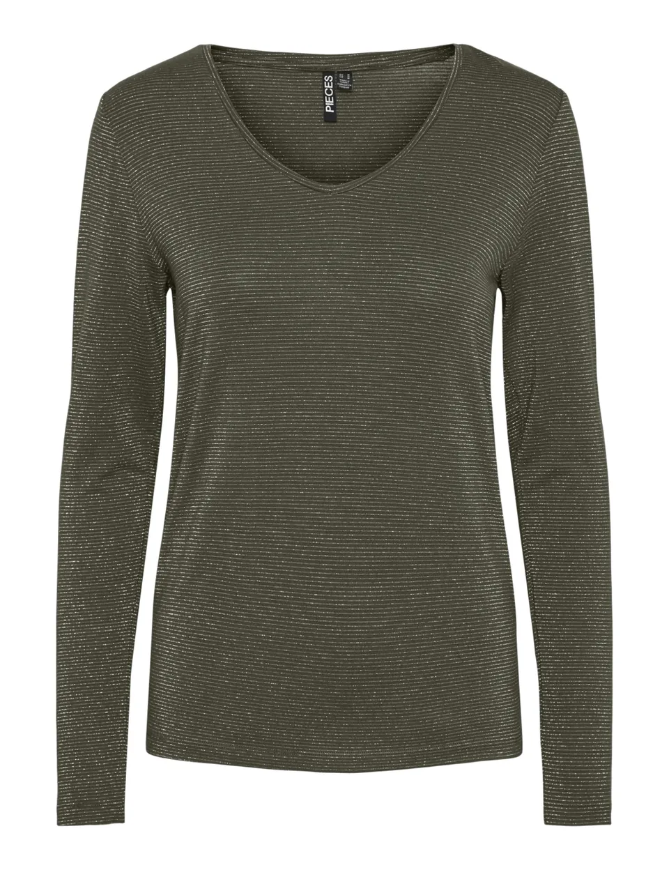 Pieces Pcbillo LS V-Neck Lurex Stripes Jrs Noos maglia donna