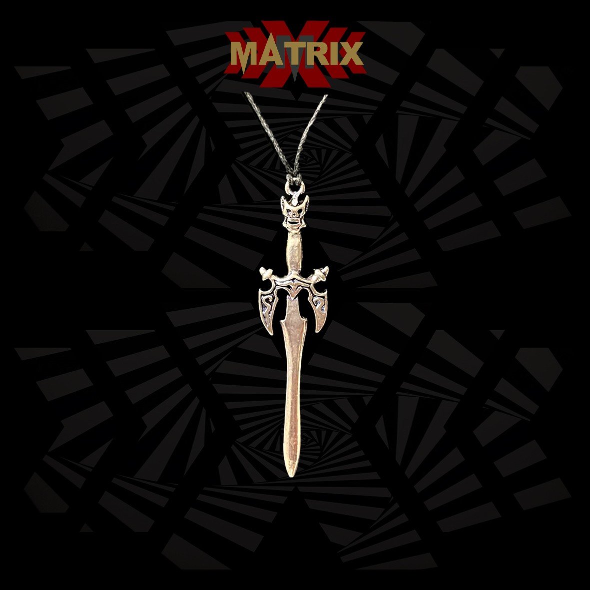 Matrix Music Store Sword Tribal Handle ciondolo zamac cordino