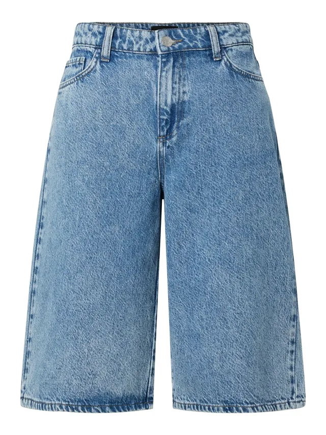 PIECES PCSKY MW shorts jeans donna blu medio