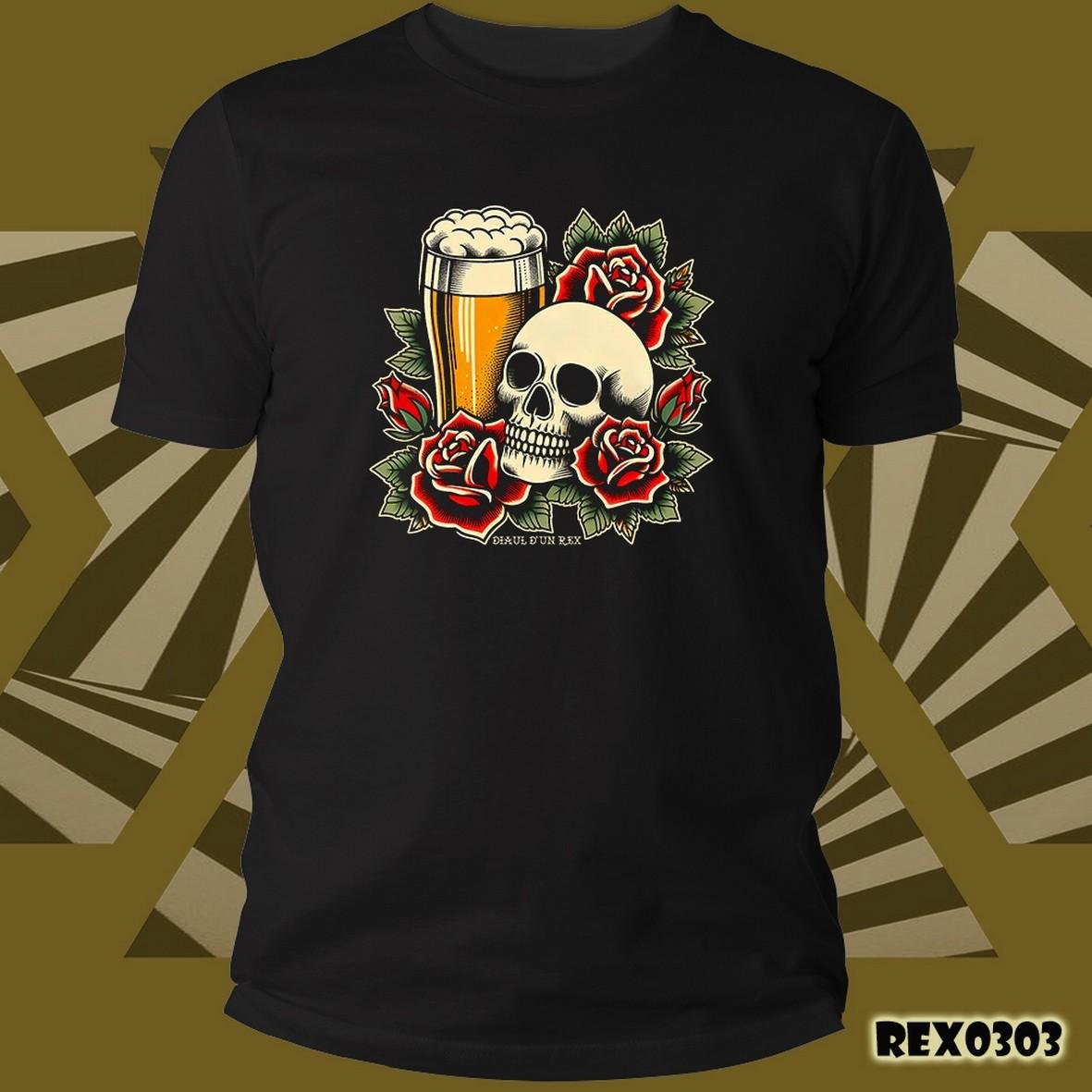 Matrix Music Store Rex Diaul Dun Rex Skull Beer t-shirt cotone unisex